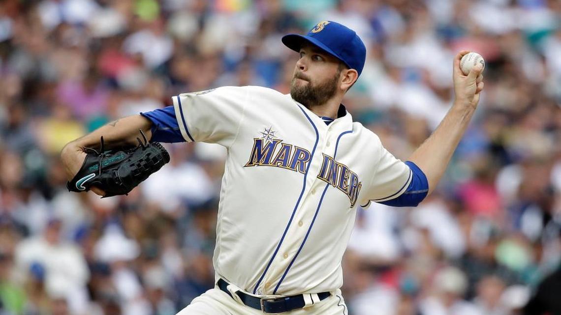 Seattle starting pitcher James Paxton throws against the Los Angeles Angels in the fifth inning Sunday in Seattle.