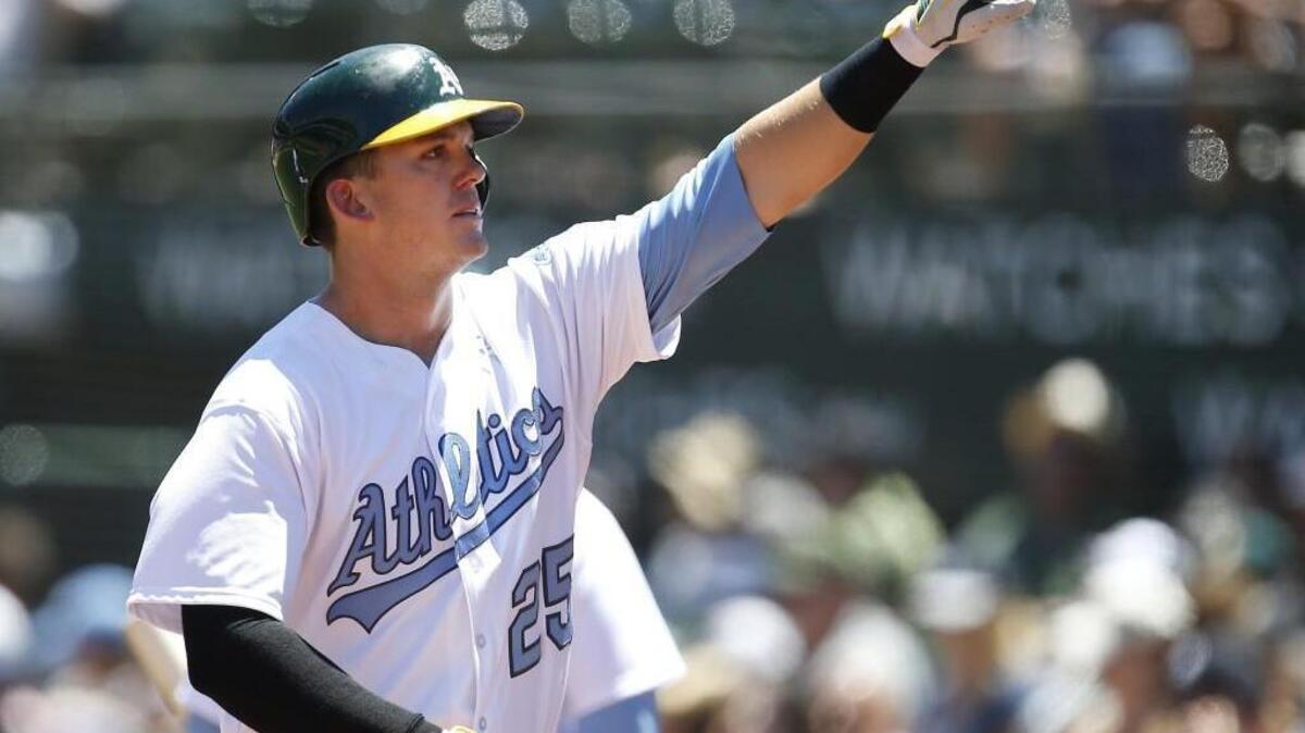 Oakland Athletics' Ryon Healy hit 25 home runs in 2016. The Mariners acquired him for reliever Emilio Pagan and a minor-leaguer on Wednesday.
