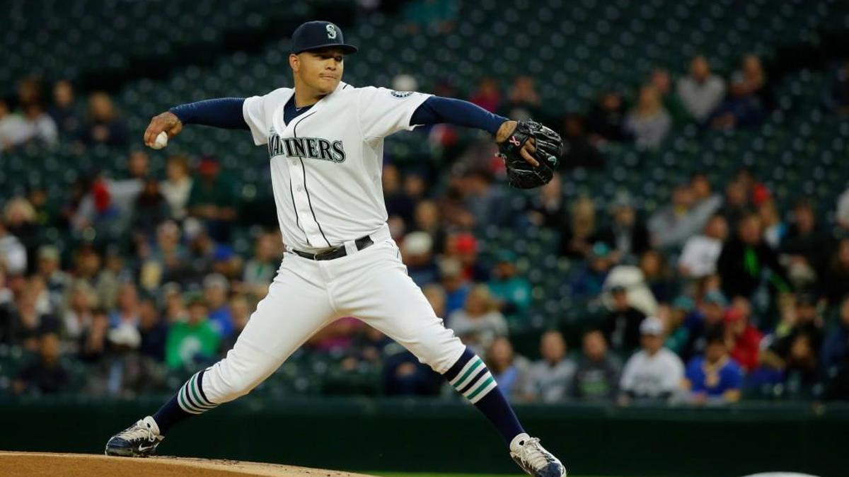 
Mariners starting pitcher Taijuan Walker threw seven strong innings against the Angels on Monday in Seattle. The start could be the last of Walker’s season, as the Mariners are keeping track of his innings thrown.
