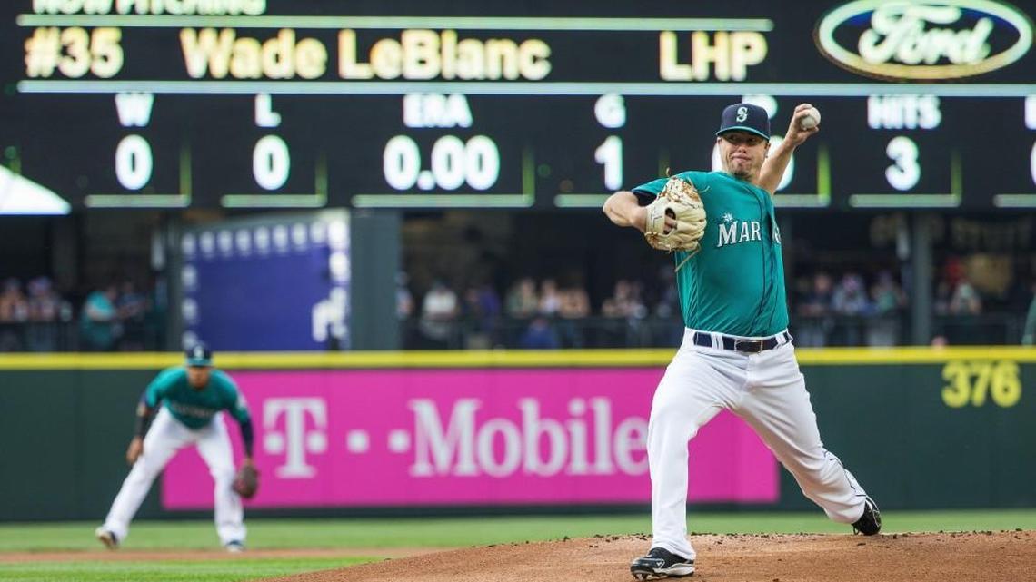 Seattle Mariners' Wade LeBlanc throws to a Baltimore Orioles batter during a baseball game Friday, July 1, 2016, in Seattle.