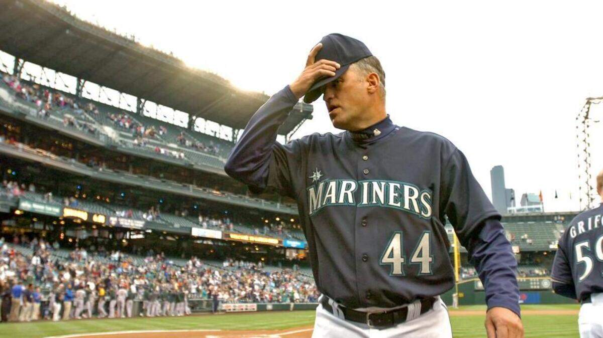 Daren Brown, who was moved up from the Tacoma Rainiers to manage the Seattle Mariners, returns to the dugout before his first game at the helm. In Safeco Field, August 9, 2010 photo by Peter Haley / staff photographer