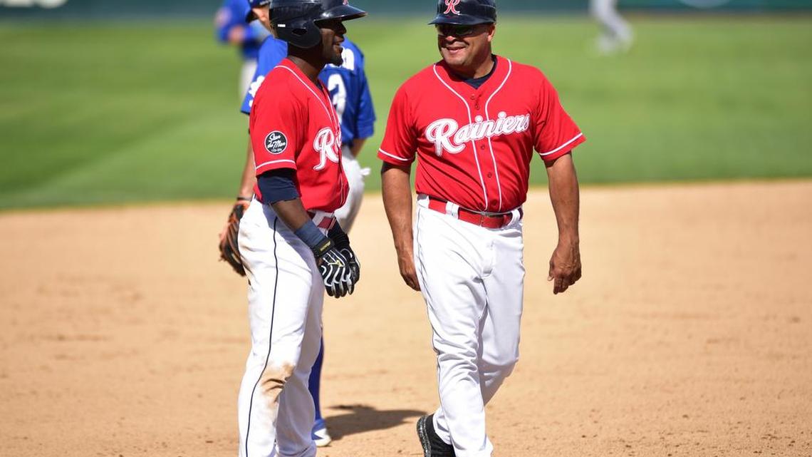 Pat Listach, right, is entering his third season as manager of the Tacoma Rainiers. The 49-year-old, who grew up in Louisiana, has coached and played professionally for several MLB organizations for nearly three decades, traveling across the continental United States, and to Puerto Rico and Mexico.