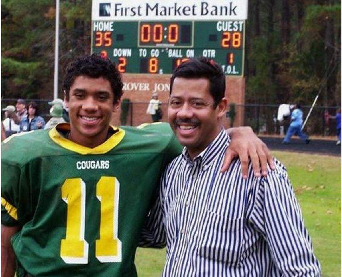 Russell Wilson with his father Harrison Wilson III while Russell was in high school at the Collegiate School in Richmond, Va. Harrison Wilson died in 2010 at age 55 from complications with diabetes.