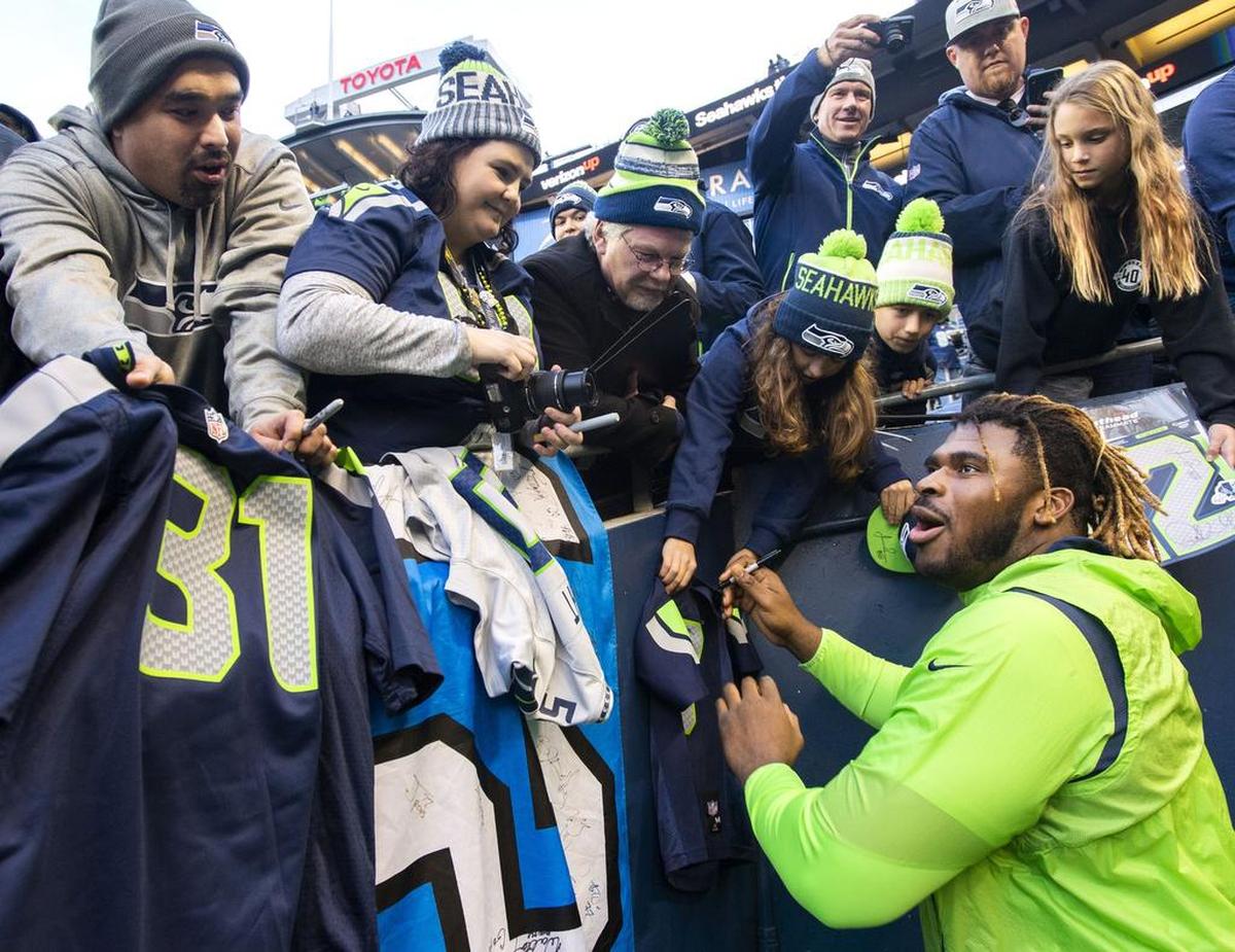 Here’s one guy the Seahawks wish was in the starting lineup - massive offensive lineman D. J. Fluker. Seahawks the Minnesota Vikings in a NFL football game at CenturyLink Field in Seattle, Wash., on Monday, Dec. 10, 2018.