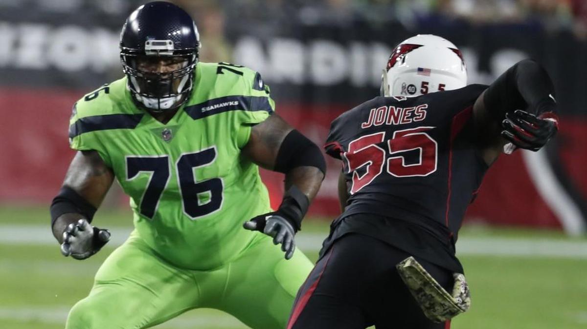 Seattle Seahawks offensive tackle Duane Brown was injured against Arizona and might not be able to play against Atlanta on Monday.