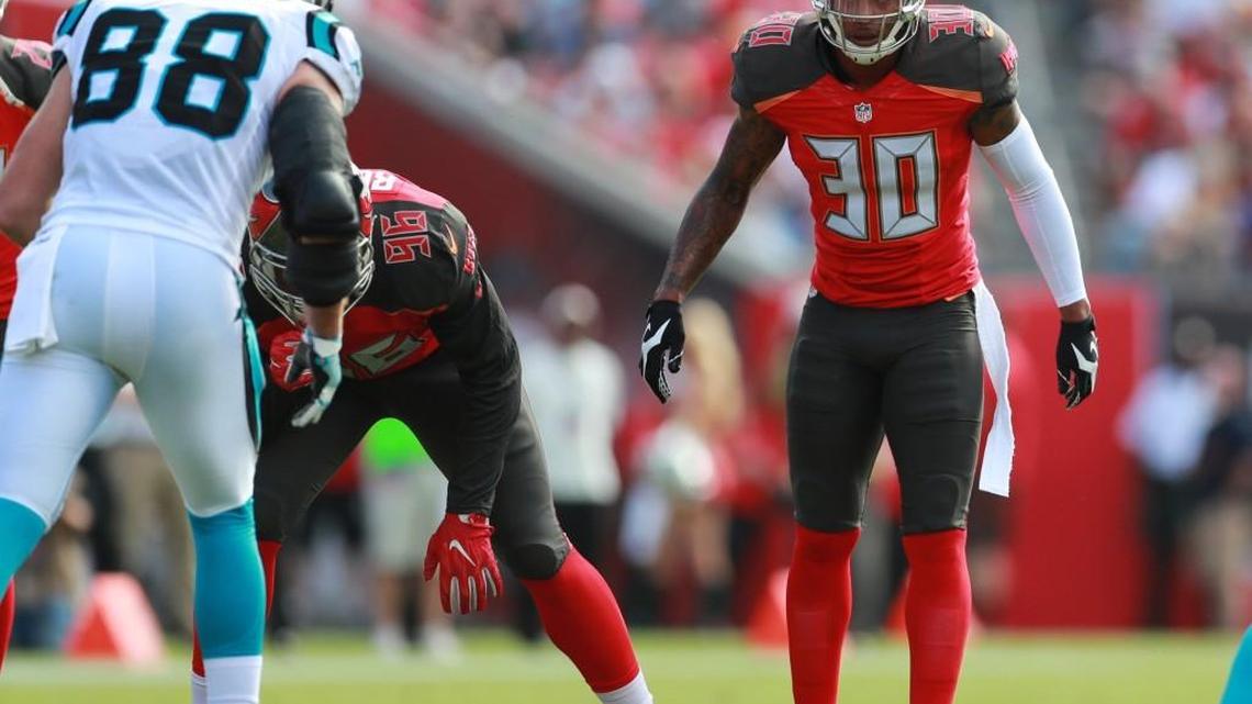 Then-Tampa Bay safety Bradley McDougald (30) lines up against Carolina during a New Year’s Day game in Tampa, Fla. McDougald is the Seahawks’ safety measure at safety if Kam Chancellor or Earl Thomas get hurt again this season.