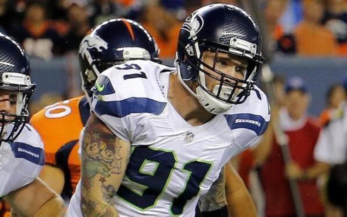 
A broken foot ended the rookie seasaon of Seahawks defensive lineman Cassius Marsh (91) after five games in 2014. Hard work during the offseason has helped increase Marsh’s speed and put him in the pass rushing mix.
