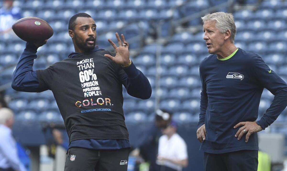 Seahawks wide receiver Doug Baldwin has spent a lot of the last month talking to and playing catch with coach Pete Carroll. Now, after getting “special treatment” away from the team for his aching left knee, Baldwin has returned to practice in time to play in the opener at Denver in 12 days.