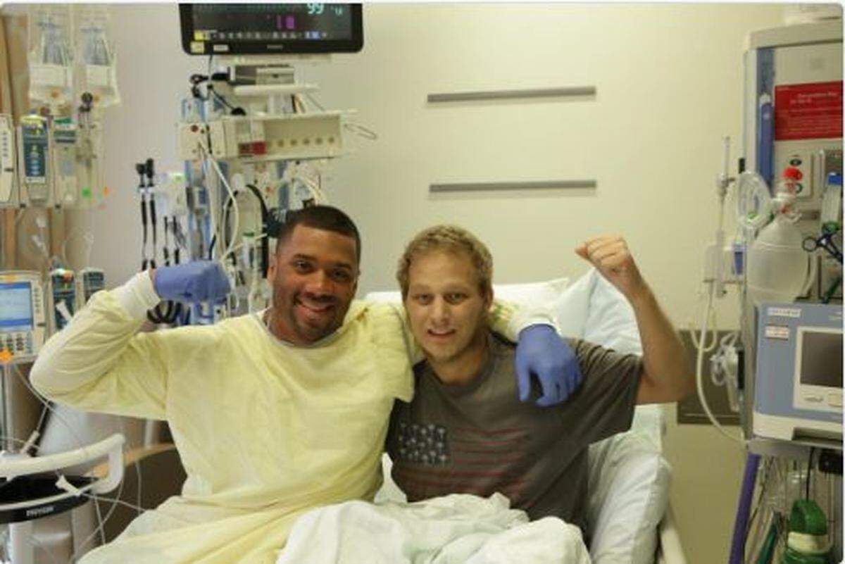 Russell Wilson visited Hunter on the latest of the Seahawks quarterback’s weekly visits to Seattle Children’s hospital Tuesday. “You inspire me, Hunter,” Wilson told the boy.