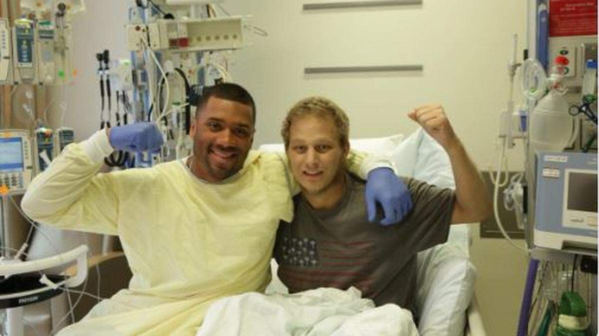 Russell Wilson visited Hunter on the latest of the Seahawks quarterback’s weekly visits to Seattle Children’s hospital Tuesday. “You inspire me, Hunter,” Wilson told the boy.