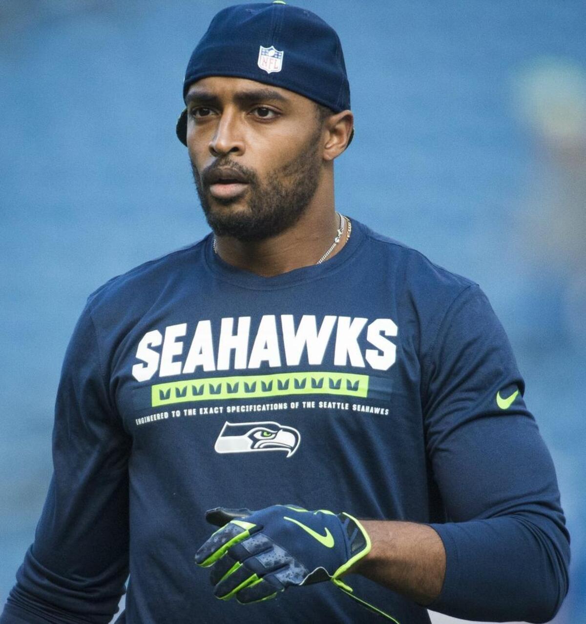 Seahawks wide receiver Doug Baldwin warms up before the game. The Seattle Seahawks played the Indianapolis Colts in a NFL football game at CenturyLink Field in Seattle, Wash., on Sunday, Oct. 1, 2017.