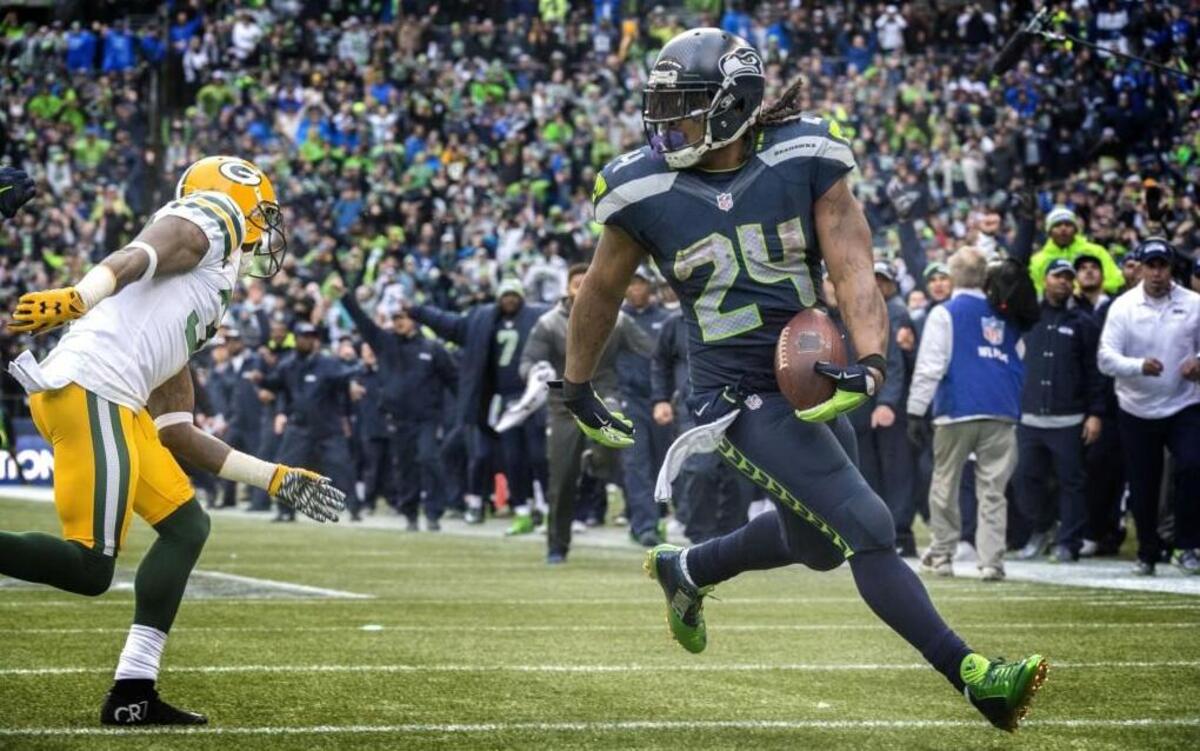 
Seahawks running back Marshawn Lynch had a $75,000 fine from the NFL rescinded Thursday as long as he agrees to make himself “available” to the media immediately. Lynch was fined after not talking to the press after the NFC Championship Game in January.
