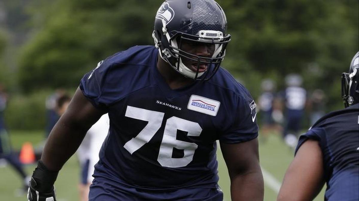 Seattle Seahawks' Germain Ifedi runs through a drill at an NFL football practice Thursday, May 26, 2016, in Renton.