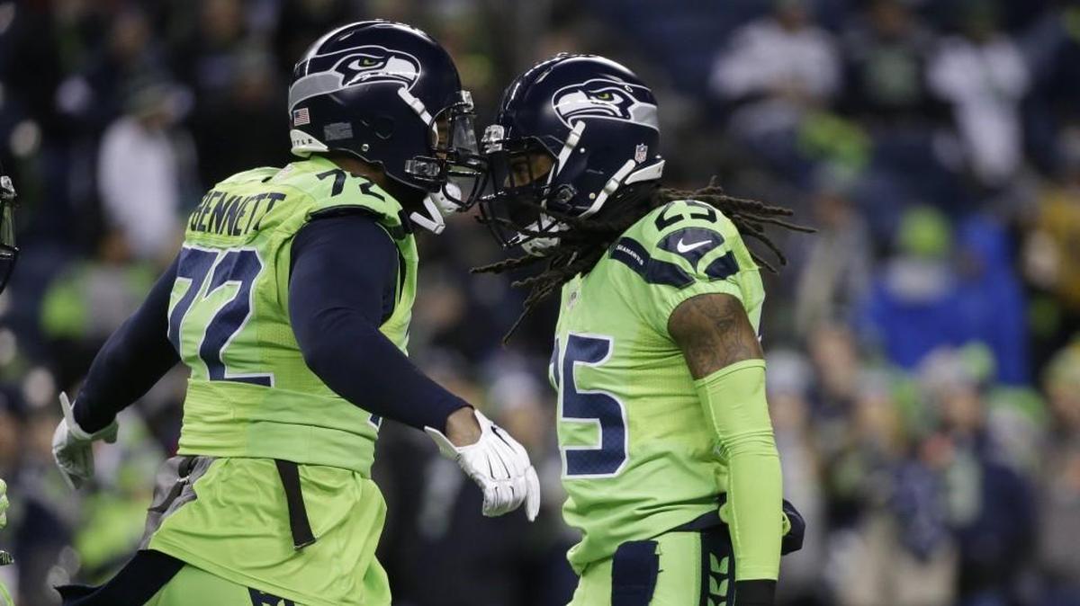 The Seahawks have parted with former mainstays Michael Bennett, left, and Richard Sherman this offseason. Coach Pete Carroll said Monday: "The best thing I can tell you is, that they’re not here."