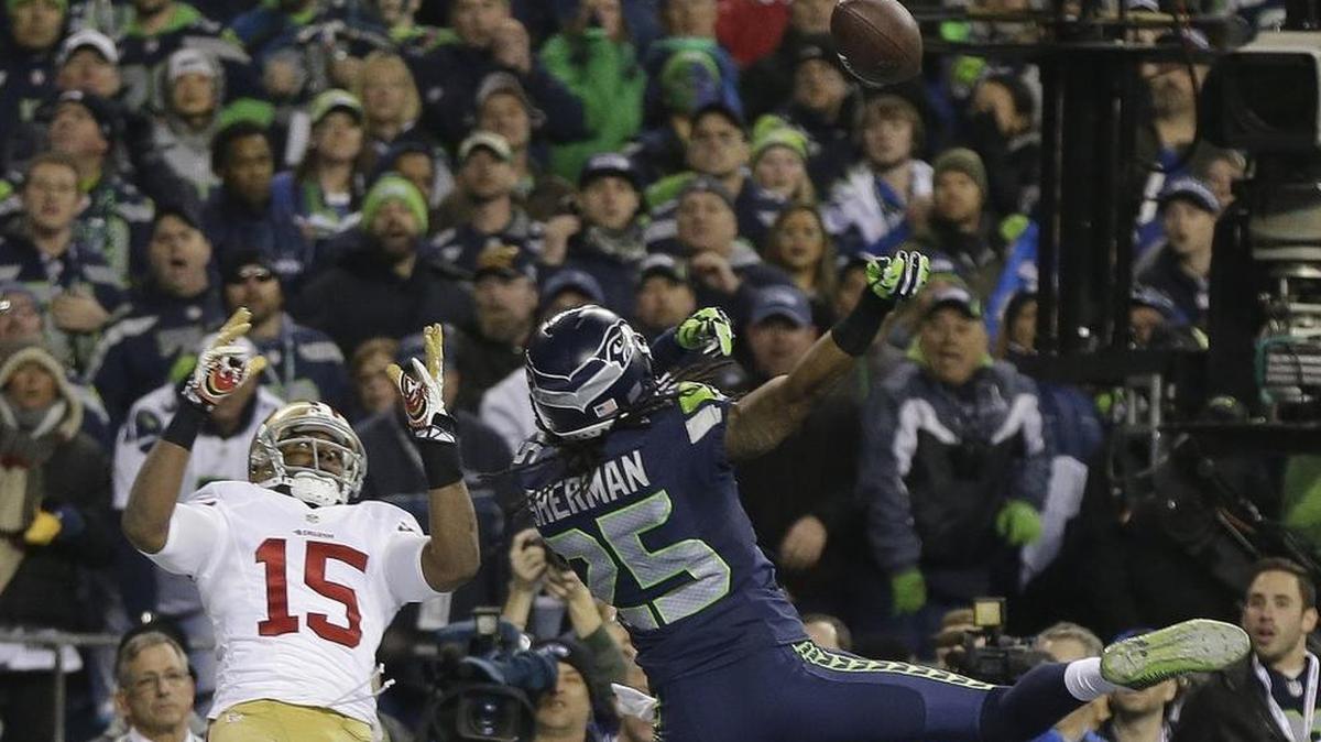 One of the most famous plays in Seattle sports history still haunts the 49ers: Then-Seahawks All-Pro cornerback Richard Sherman tips a pass intended for San Francisco’s Michael Crabtree (15) into Seattle’s game-winning interception in the final seconds of the NFC Championship game in January 2014. Saturday, Sherman agreed to a three-year contract with...the 49ers.