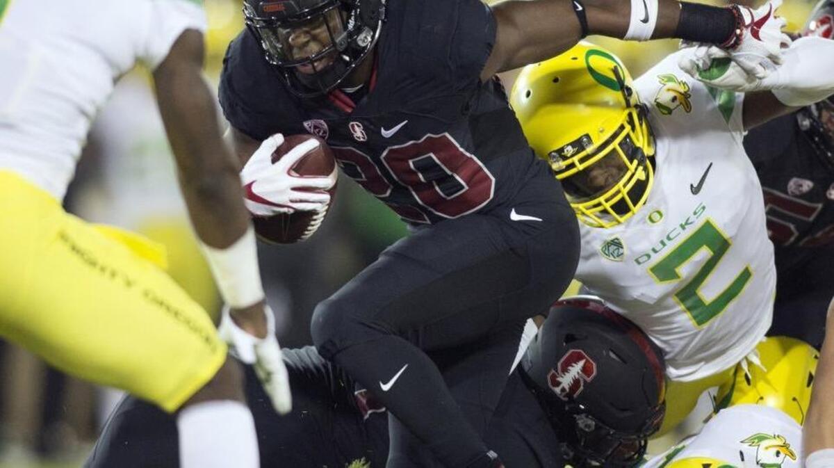 Stanford's Bryce Love displays a rare moment of style for the Cardinal – black uniforms. Don’t be fooled; this is still a old-school team on the field.