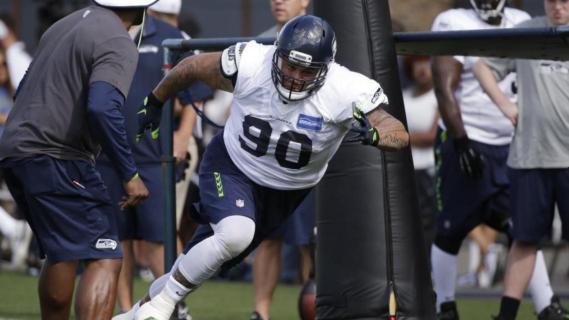 
After having a cancerous kidney removed in late May, Seahawks defensive tackle Jesse Williams, running through a drill during training camp, has a shot to make the team’s 53-man roster.
