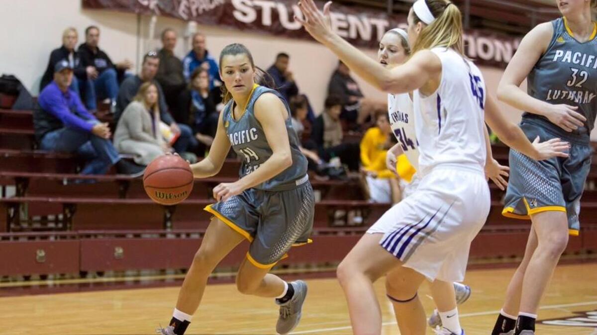 PLU junior forward Lacey Nicholson, who’s in her second season as a Lute after transferring, gives the young team some backbone.