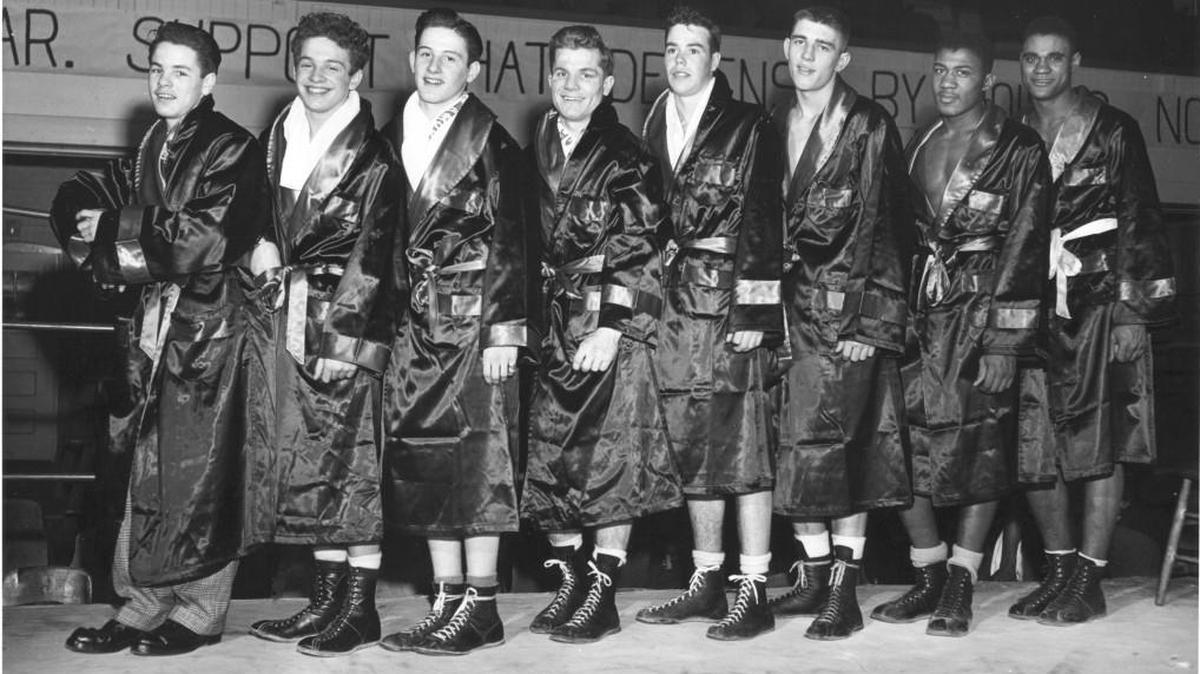 Eight contestants are ready to compete in the Golden Gloves contest held at the Armory, sponsored by the Tacoma Athletic Commission back on Jan. 288, 1949. The Tacoma Times reported that more than 70 boxers entered the competition.
