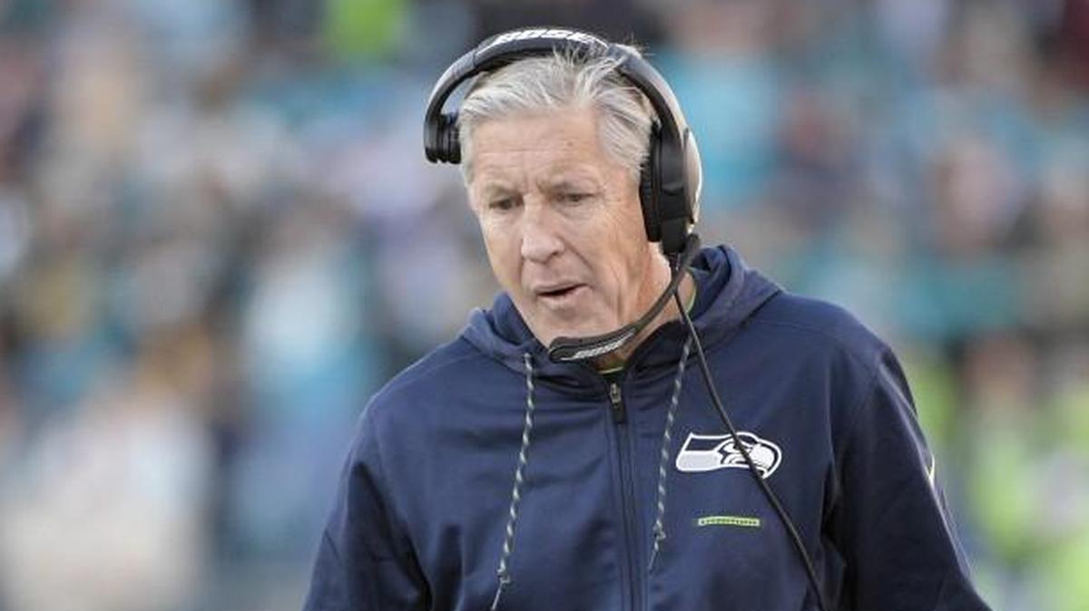 Seattle Seahawks head coach Pete Carroll walks along the sideline during the first half of an NFL football game against the Jacksonville Jaguars Sunday, Dec. 10, 2017, in Jacksonville, Fla.