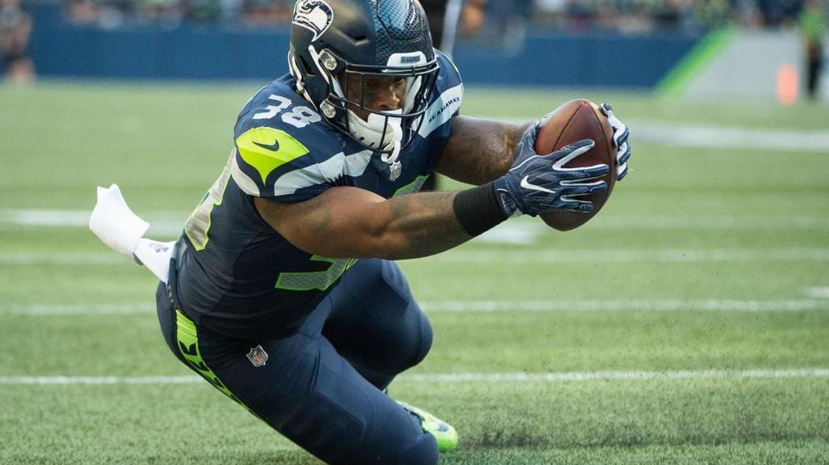 Seahawks running back Tre Madden dives for a touchdown Friday in the second quarter against Kansas City. Having endured the ups and downs of a sport he was born to play, Madden realizes every move a roster candidate makes will be evaluated in the film room.
