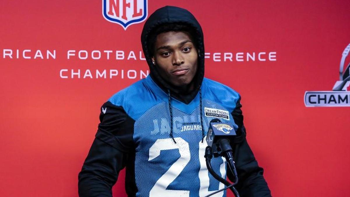 Jacksonville Jaguars cornerback Jalen Ramsey speaks with reporters after an NFL football practice in Jacksonville, Fla., Friday, Jan. 19, 2018.
