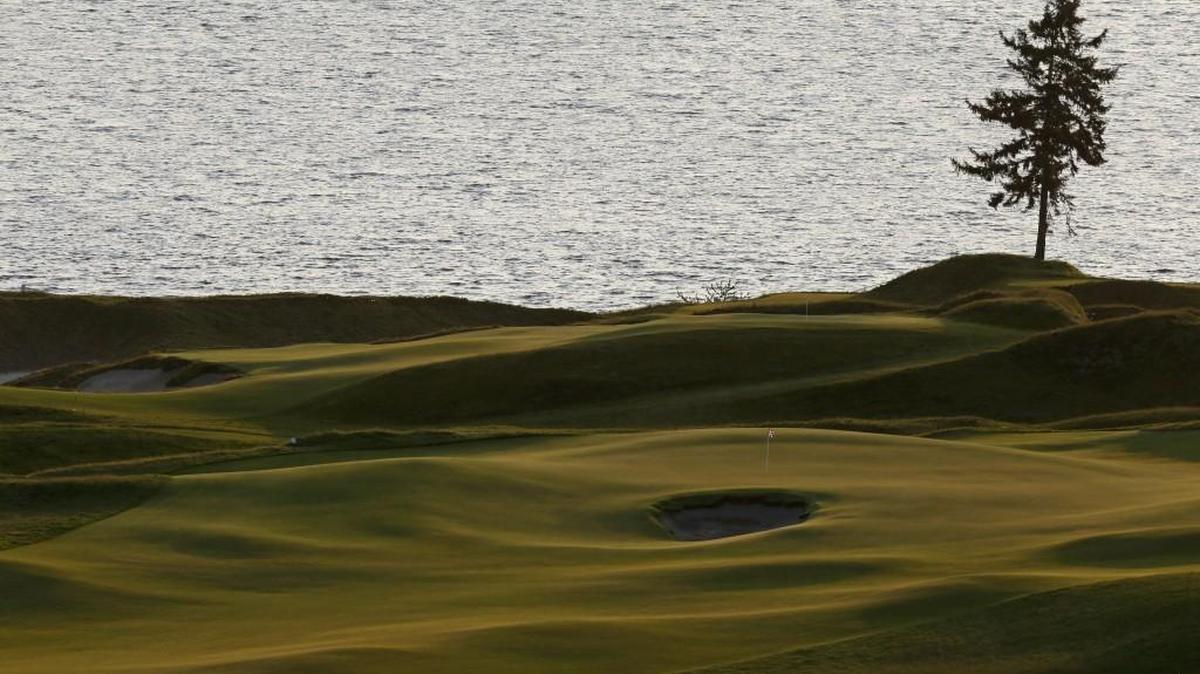 The lone tree on the Chambers Bay golf course is shown at dusk. The course hosted the 2015 U.S. Open Championship but will it get another?