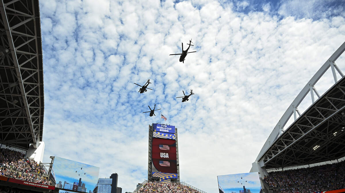 The flyover before the first half of FIFA World Cup 2026 Group D match between United States of America and Australia at Seattle Stadium in Seattle., on Friday, June 19, 2026, in Seattle.