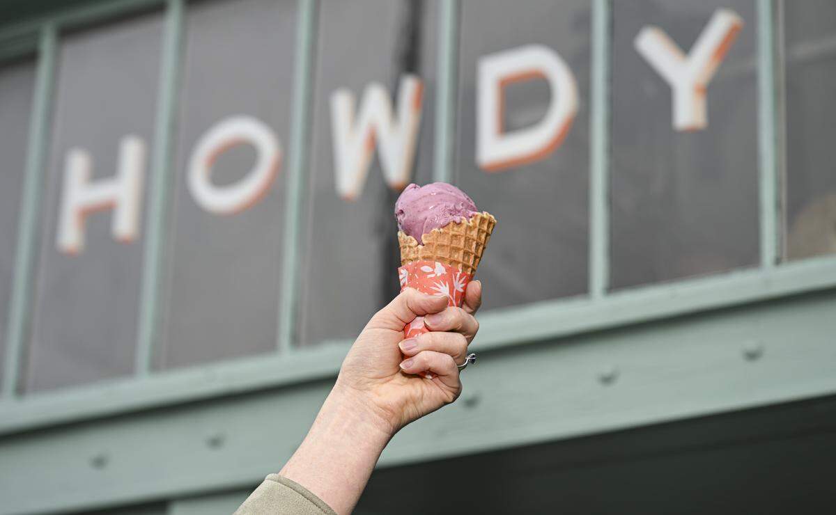 Berries & Fermented Cream is one of several limited-edition spring flavors scooping at Frankie & Jo’s Scoop Shop at Howdy Bagel.