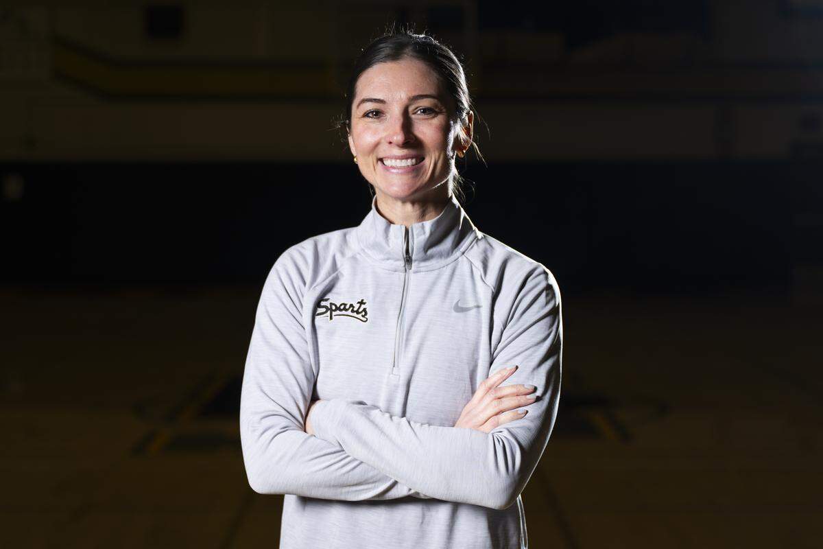 The News Tribune’s 2026 All-Area girls basketball coach of the year Sumner’s Katie Hyppa poses for a portrait at Lincoln High School on Saturday, March 14, 2026, in Tacoma.