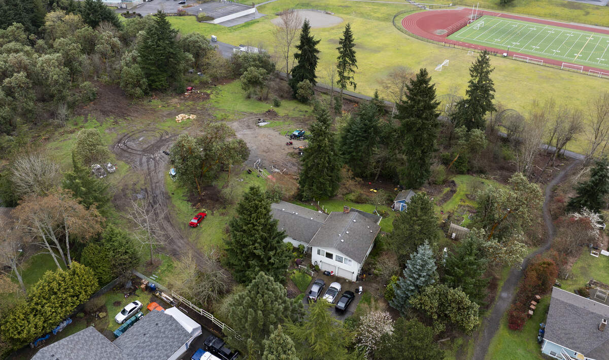 A wooded residential lot in Northeast Tacoma is being explored for potential "North Park" residential development, seen Wednesday, March 25, 2026, in Tacoma, Wash.