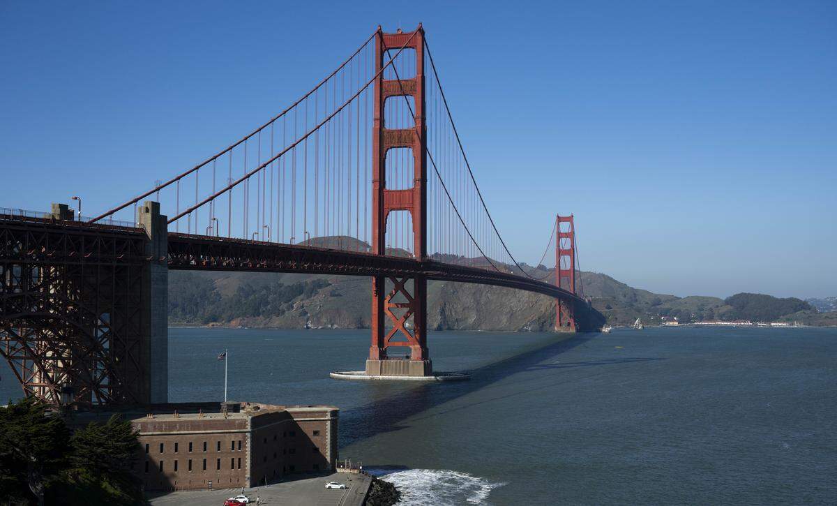 The Golden Gate Bridge is seen ahead of Super Bowl LX as Seattle Seahawks and New England Patriots prepare to face off, on Thursday, Feb. 5, 2026, in San Francisco, Calif.