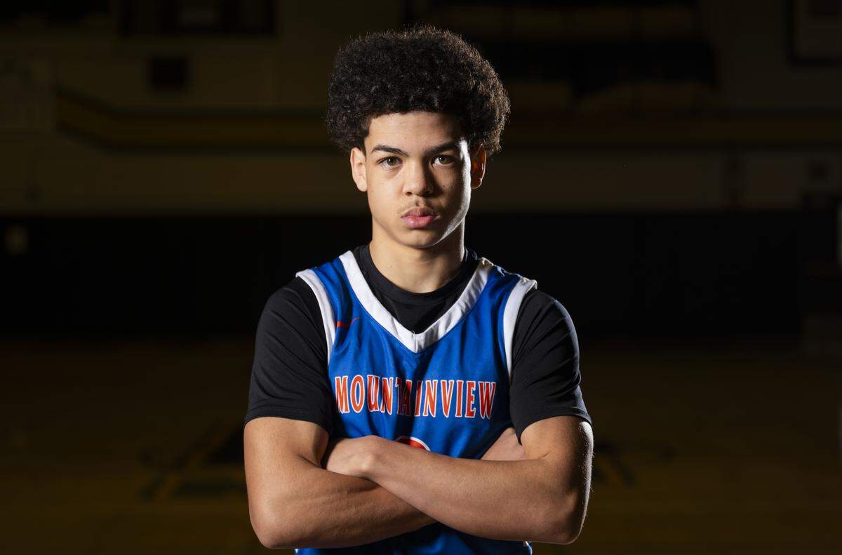 The News Tribune’s 2026 All-Area boys basketball first team athlete Auburn Mountainview senior Kelvin Posey poses for a portrait at Lincoln High School on Saturday, March 14, 2026, in Tacoma.