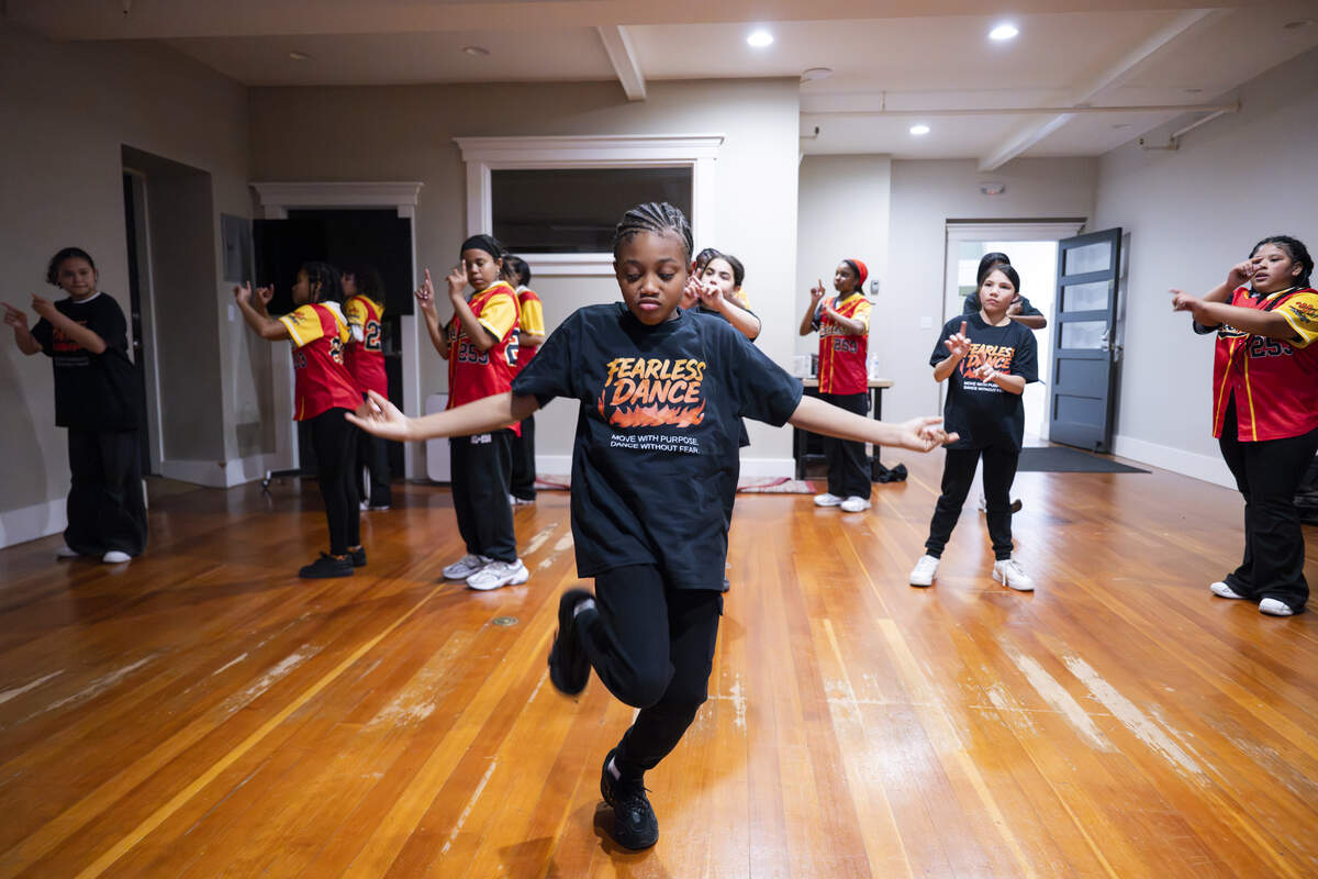 DJ Johnson freestyles in a routine during Fearless Dance practice at The Tacoma Armory, on Tuesday, April 7, 2026, in Tacoma, Wash.